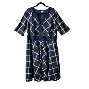 eShakti lattice  design print V neck dress. Size 2X